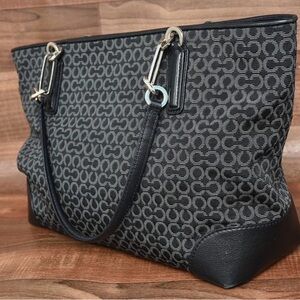 Coach Black & Gray Signature Canvas Tote